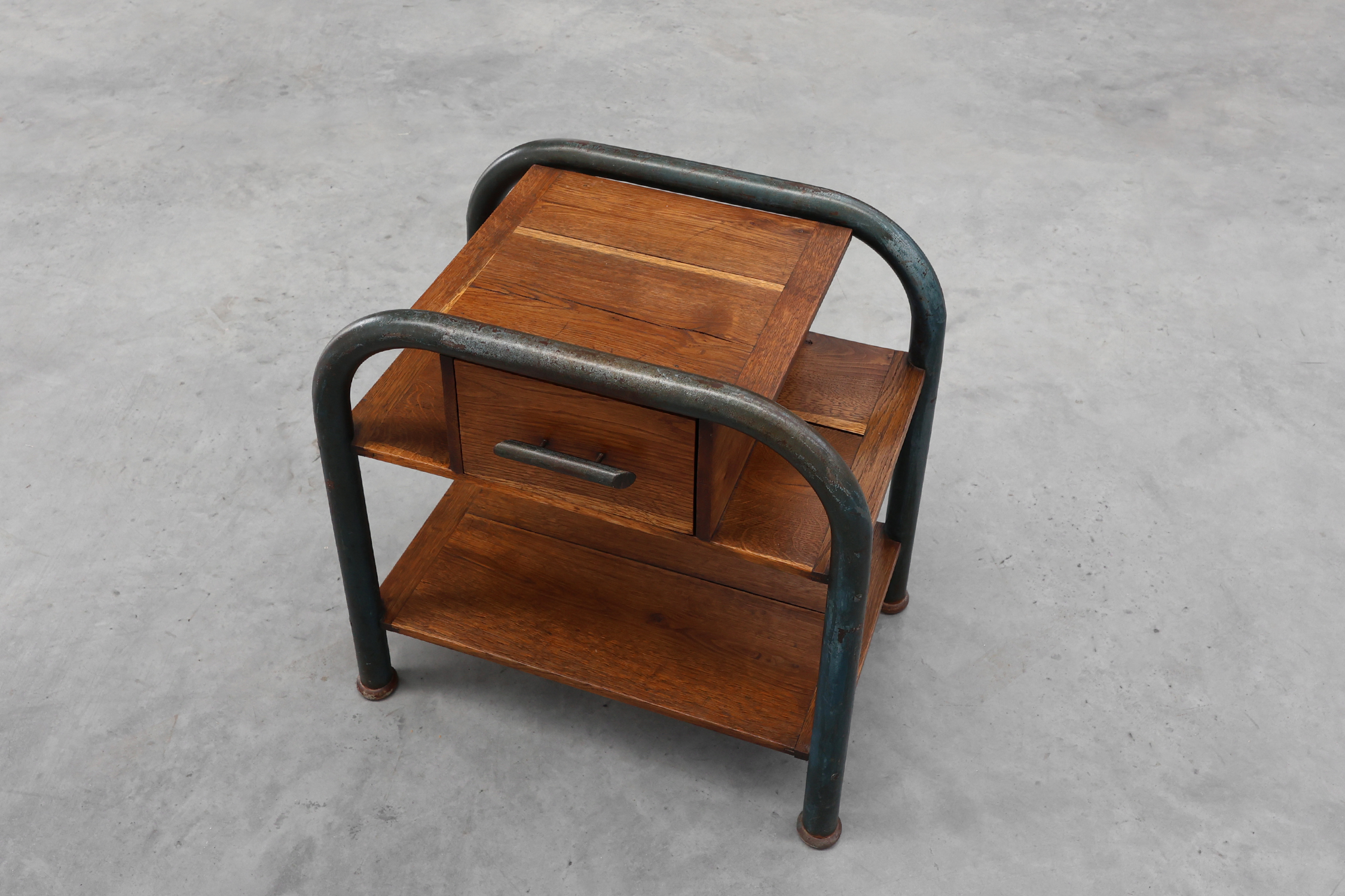 Industrial side table or nightstand in Bauhaus style, Belgium ca. 1910thumbnail